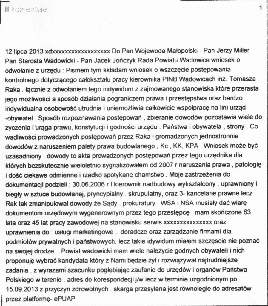 PINB - Co na to Starostwo w Wadowicach